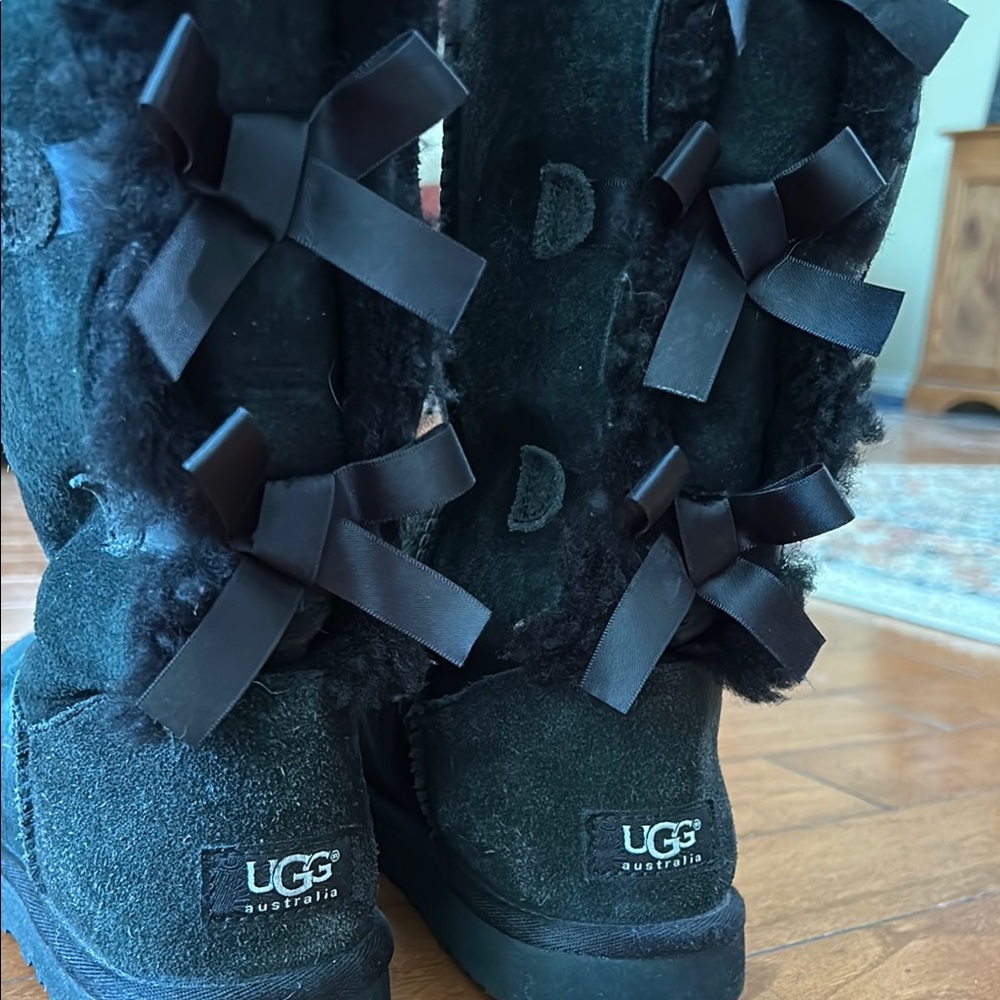 UGG Black Bailey Bow Boots - Picture 4 of 12